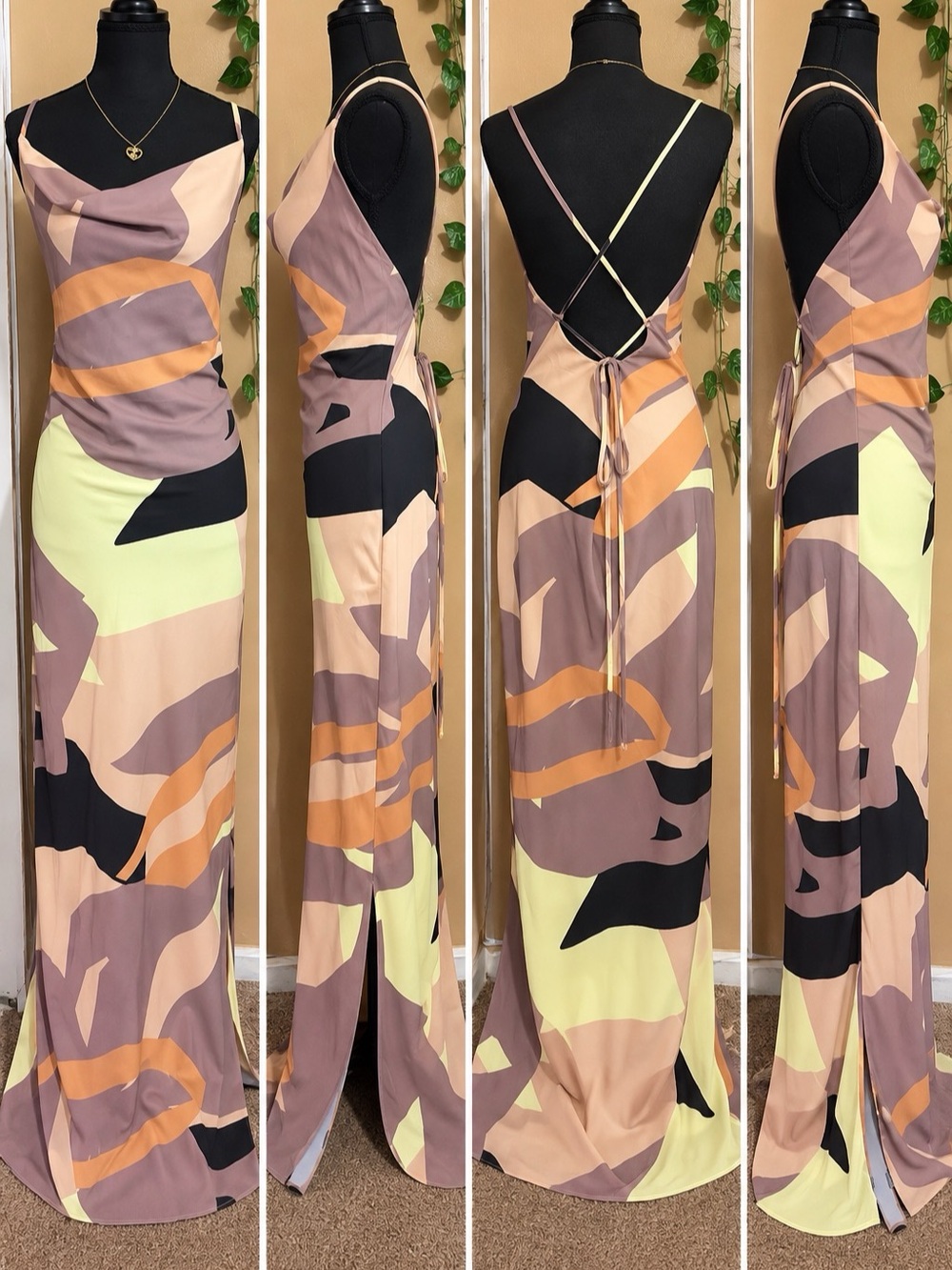 ASOS DESIGN Abstract Print Maxi Dress Size 10
